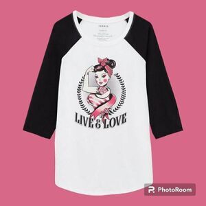 1X 14W 16W Torrid Breast Cancer Awareness Baseball Tee Live & Love Tattoo Octobe